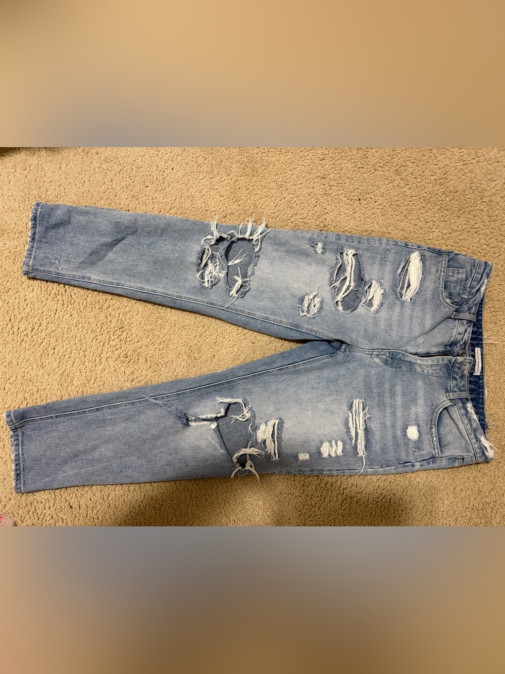 Flying Monkey Light Wash Distressed Jeans - Light Blue (30)